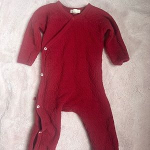 Red Burt’s Bees Button down cotton onesie